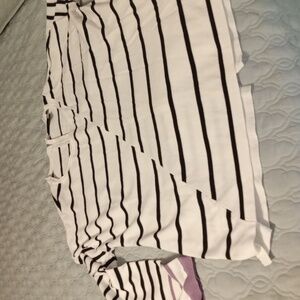 Lane Bryant Long Sleeve Black and White Stripped Sweater with Zipper Back
